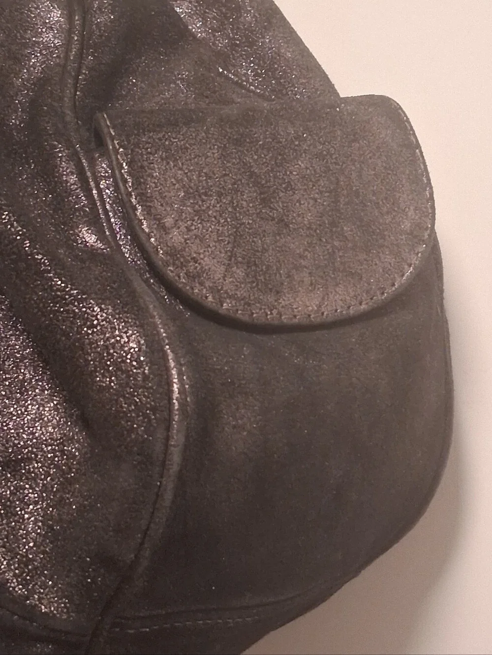 Vintage Y2K Juicy Couture Black Metallic Shimmer Leather Shoulder Bag Hobo